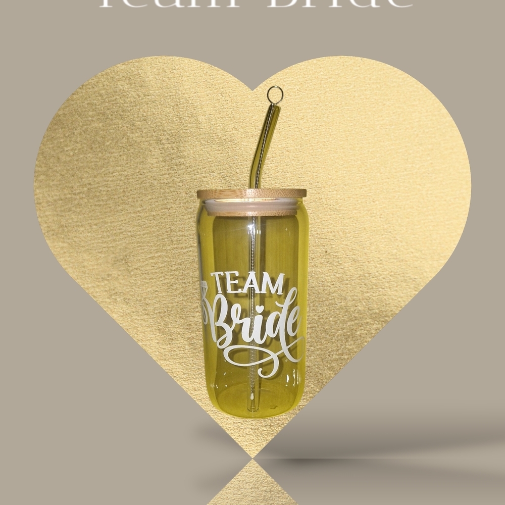 Gold 'Team Bride' Tumbler with Lid And Straw